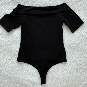 Black off the shoulder bodysuit